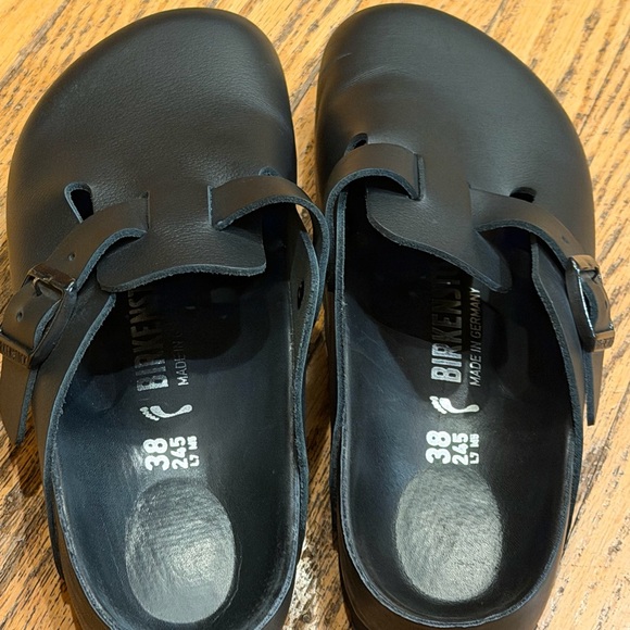Birkenstock Exquisite Boston Clog Black Leather Sz L7 M5 - Picture 4 of 16